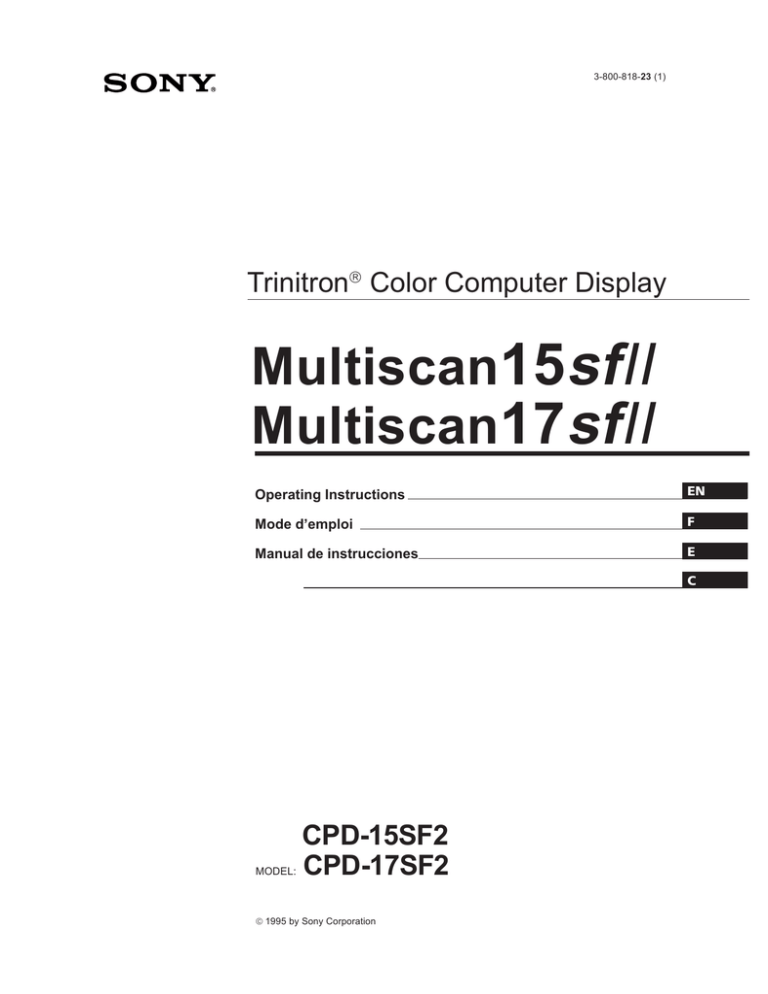 Sony CPD-15SF2 User's manual Sony CPD-15SF2 User's manual