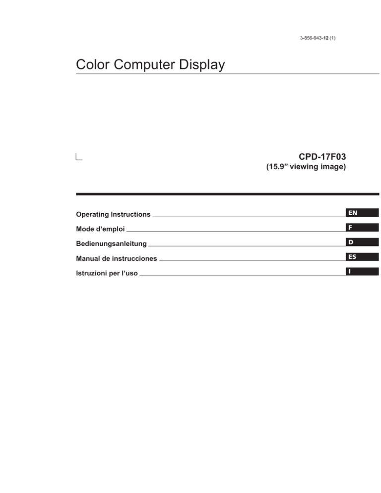 Sony CPD-17F03 User's manual Sony CPD-17F03 User's manual
