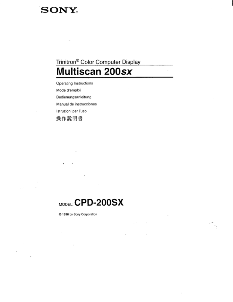 Sony CPD-200SX Operating instructions Sony CPD-200SX Operating instructions
