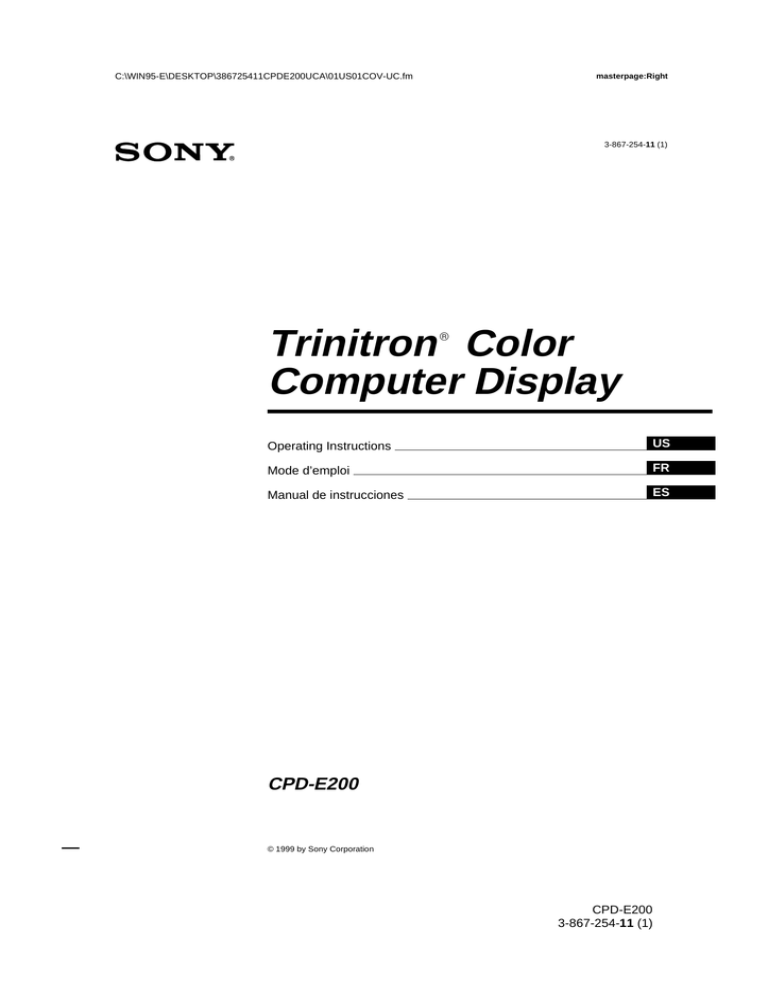 Sony CPD-E200 Operating instructions Sony CPD-E200 Operating instructions