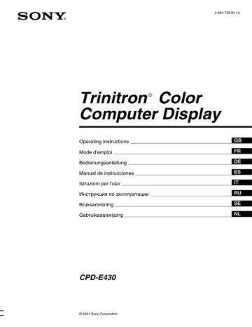 Sony CPD-E430 User's manual Sony CPD-E430 User's manual