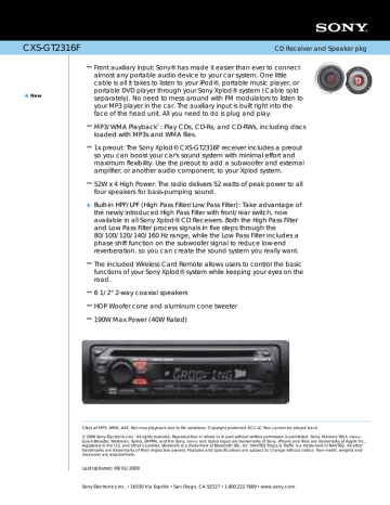 Sony CXS-GT2316F Specification Sony CXS-GT2316F Specification
