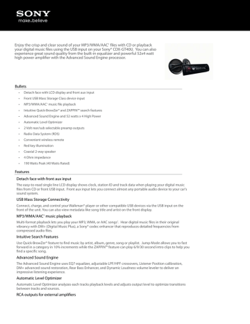 Sony CXS-GT4016F Specification Sony CXS-GT4016F Specification