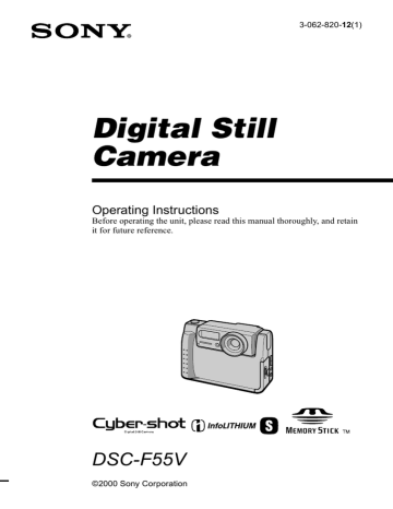 Sony Cyber-shot DSC-F55V, DSC-F55V User's manual Sony Cyber-shot DSC-F55V, DSC-F55V User's manual