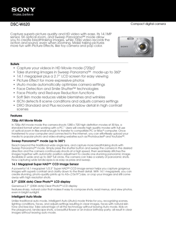 Sony Cyber-shot DSC-W620 User's Manual | Manualzz Sony Cyber-shot DSC-W620 User's Manual | Manualzz