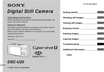 Sony DSC-U10, Cyber Shot DSC-U10 User's manual Sony DSC-U10, Cyber Shot DSC-U10 User's manual