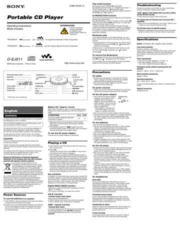 Sony D-EJ011 User's Manual | Manualzz Sony D-EJ011 User's Manual | Manualzz