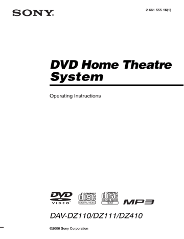 Sony DAV-DZ110 Operating instructions | Manualzz