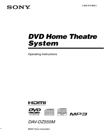 Sony DAV-DZ555M User's Manual | Manualzz