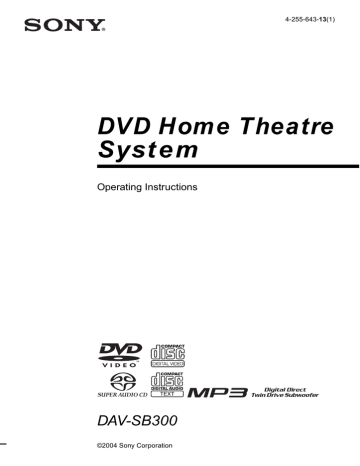 Sony DAV-SB300 User manual | Manualzz