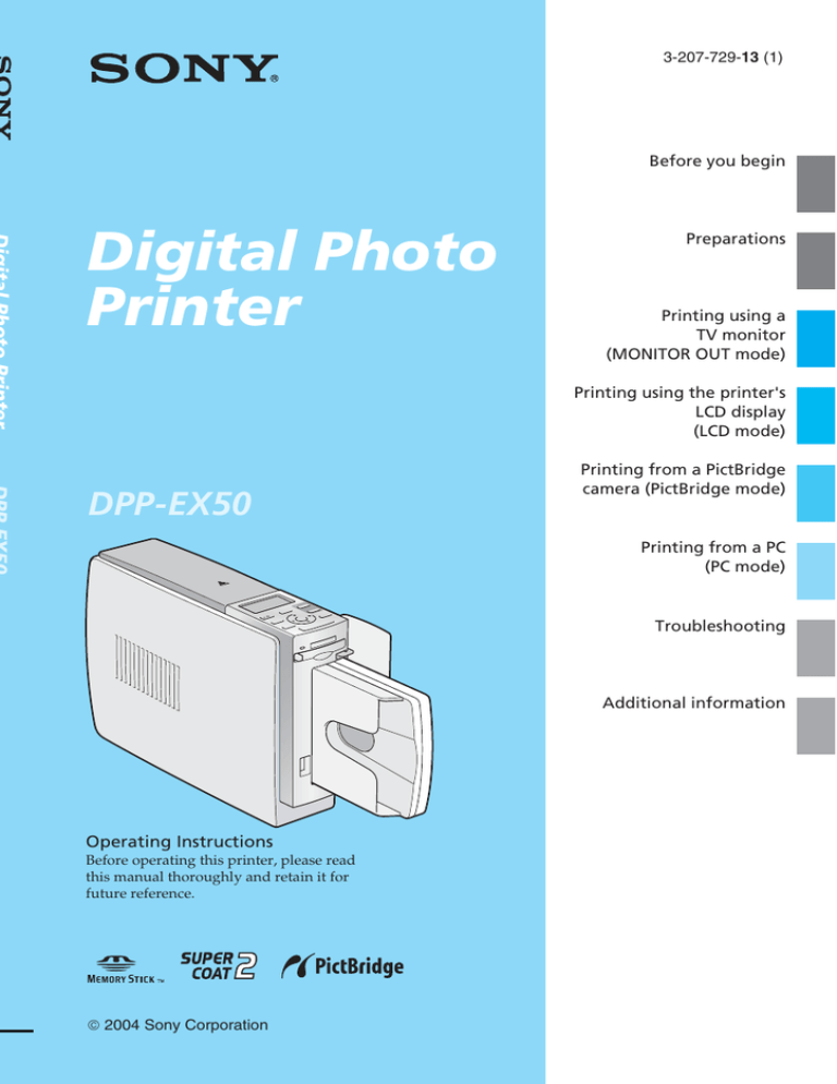 Sony DPP-EX50 User's manual Sony DPP-EX50 User's manual