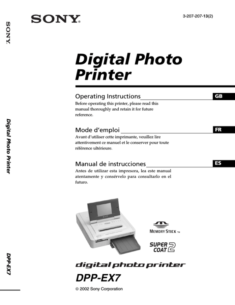 Sony DPP-EX7 User's manual Sony DPP-EX7 User's manual
