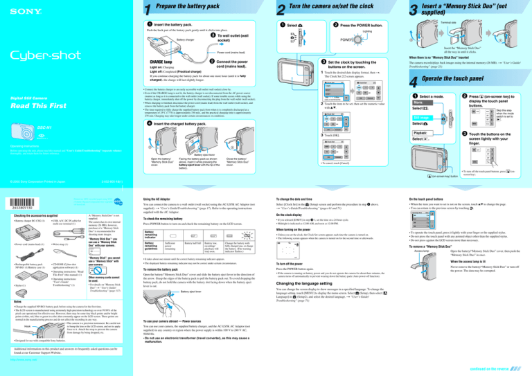 Sony DSC-N1 User's manual Sony DSC-N1 User's manual