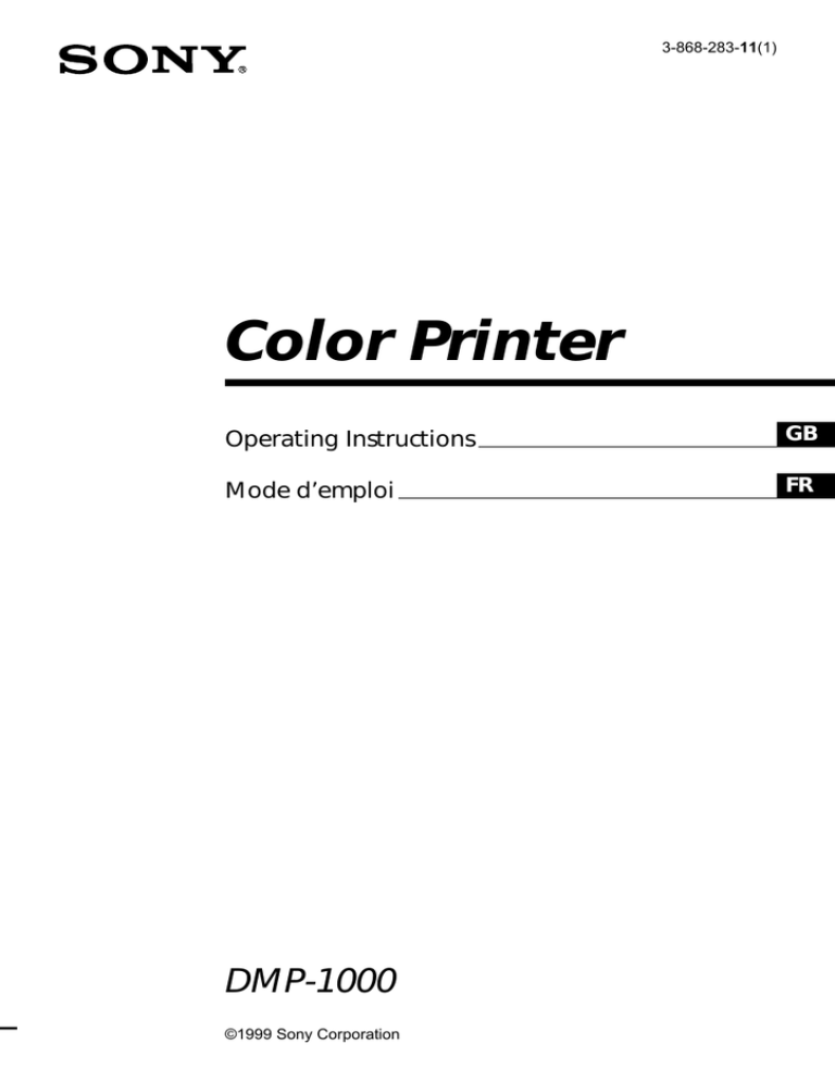 Sony DMP-1000 User's manual Sony DMP-1000 User's manual
