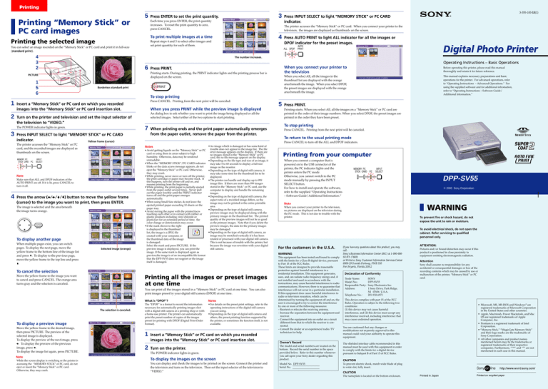 Sony DPPSV55, DPP-SV55 User's manual Sony DPPSV55, DPP-SV55 User's manual