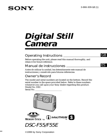 Sony DSC-F55E, DSC-F55 User's manual Sony DSC-F55E, DSC-F55 User's manual