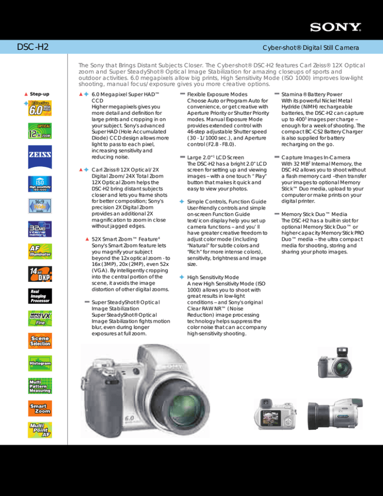 Sony DSC-H2 Specification Sony DSC-H2 Specification