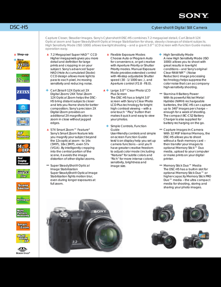 Sony DSC-H5/B Specification Sony DSC-H5/B Specification