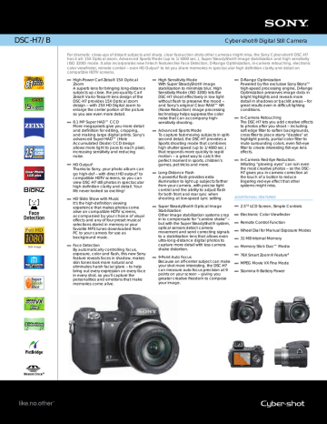 Sony DSC-H7/B Specification Sony DSC-H7/B Specification