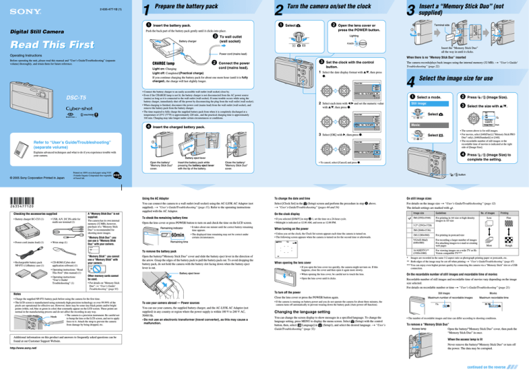 Sony DSC-T5 User's manual Sony DSC-T5 User's manual