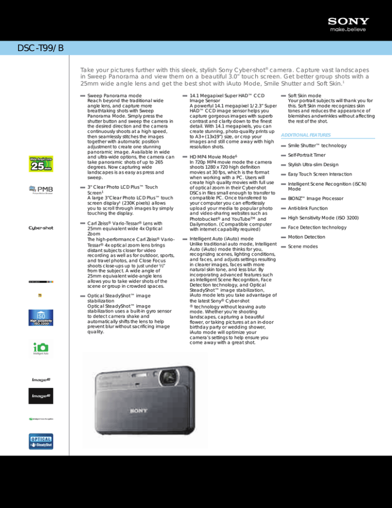 Sony DSC-T99/B Specification Sony DSC-T99/B Specification