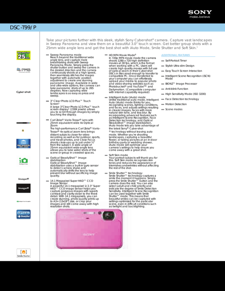 Sony DSC-T99/P Specification Sony DSC-T99/P Specification