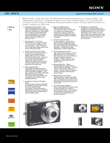 Sony DSC-W50/B Specification Sony DSC-W50/B Specification