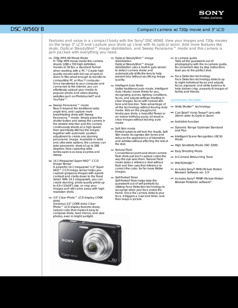 Sony DSC-W560/B User manual Sony DSC-W560/B User manual