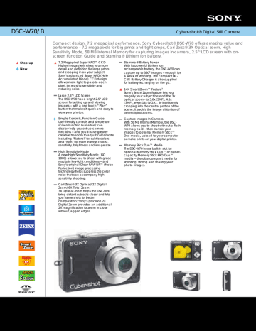 Sony DSC-W70/B Specification Sony DSC-W70/B Specification