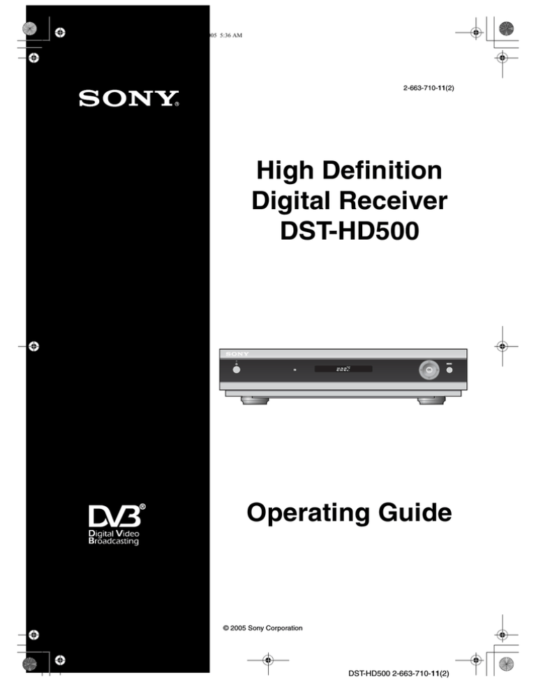 Sony DST-HD500 User manual Sony DST-HD500 User manual