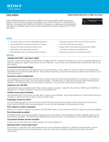 Sony DSX-A40UI Specification Sony DSX-A40UI Specification