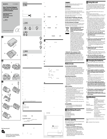 Sony FA-ST1AM User's manual Sony FA-ST1AM User's manual