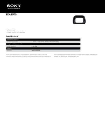 Sony FDA-EP10 Specification Sony FDA-EP10 Specification