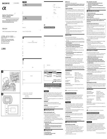 Sony FDA-SV1 Operating instructions Sony FDA-SV1 Operating instructions