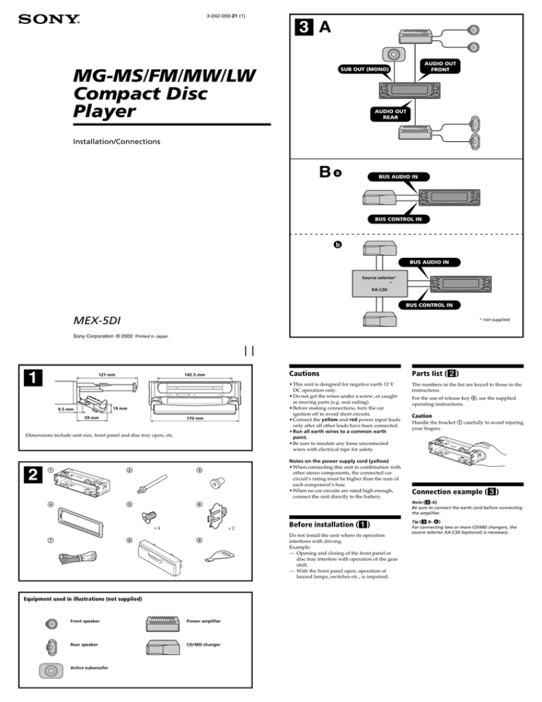 Sony FM, MEX-5DI User's manual Sony FM, MEX-5DI User's manual