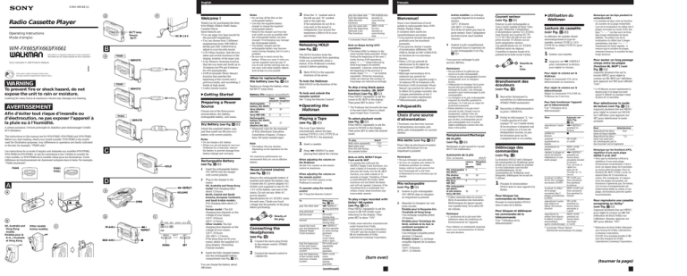Sony WM-FX661, WM-FX665, WM-FX663, FX661 User's manual Sony WM-FX661, WM-FX665, WM-FX663, FX661 User's manual