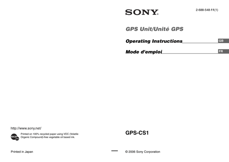Sony GPS-CS1 Operating instructions Sony GPS-CS1 Operating instructions
