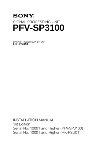 Sony HK-PSU01 User's manual Sony HK-PSU01 User's manual