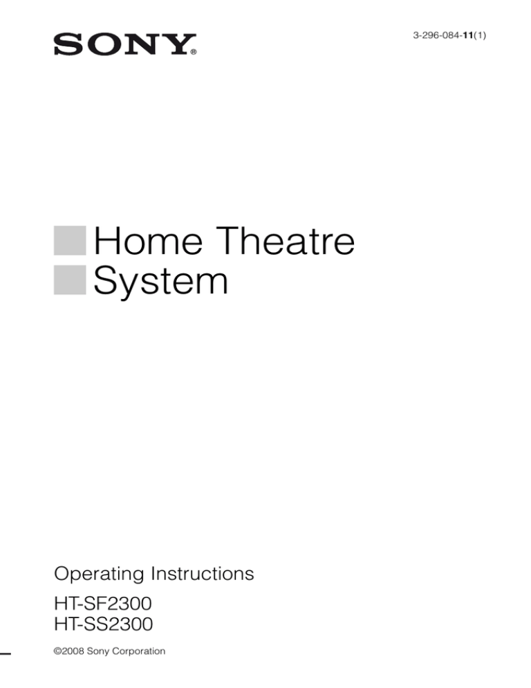 Sony HT-SS2300 User manual Sony HT-SS2300 User manual