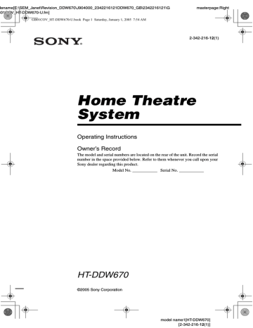 Sony HTDDW670 Operating instructions | Manualzz