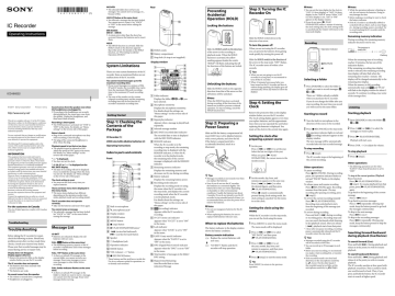 Sony ICD-BX022 User's Manual | Manualzz