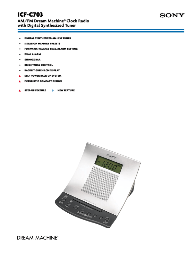 Sony ICF-C703 Specification Sony ICF-C703 Specification