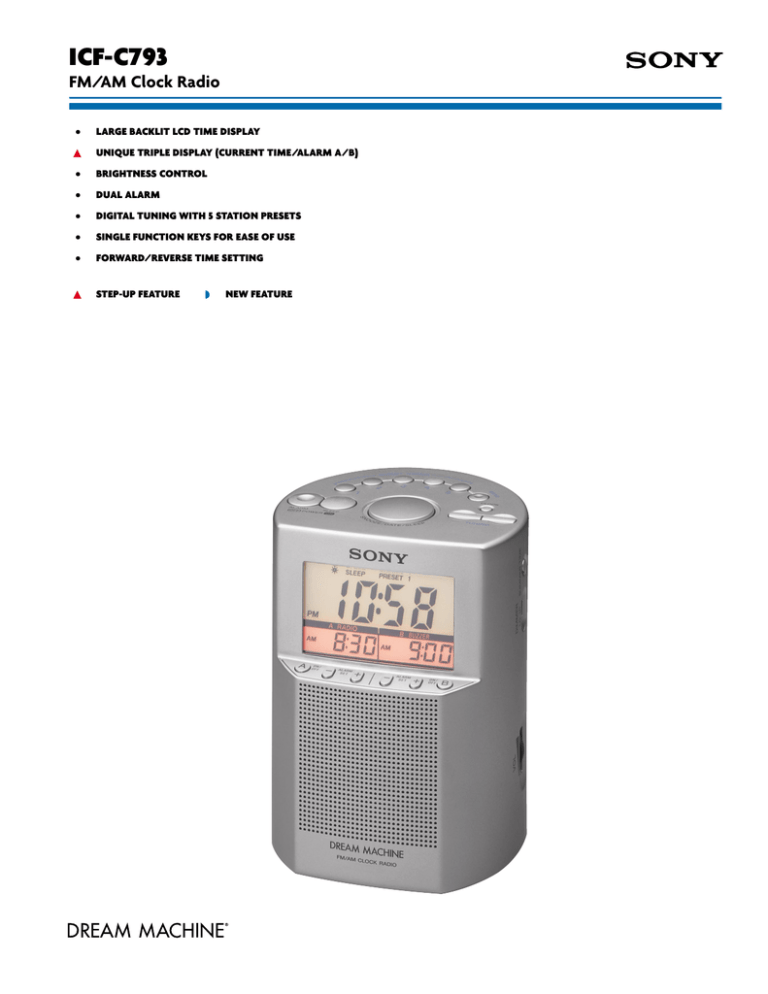 Sony ICF-C793 Specification Sony ICF-C793 Specification