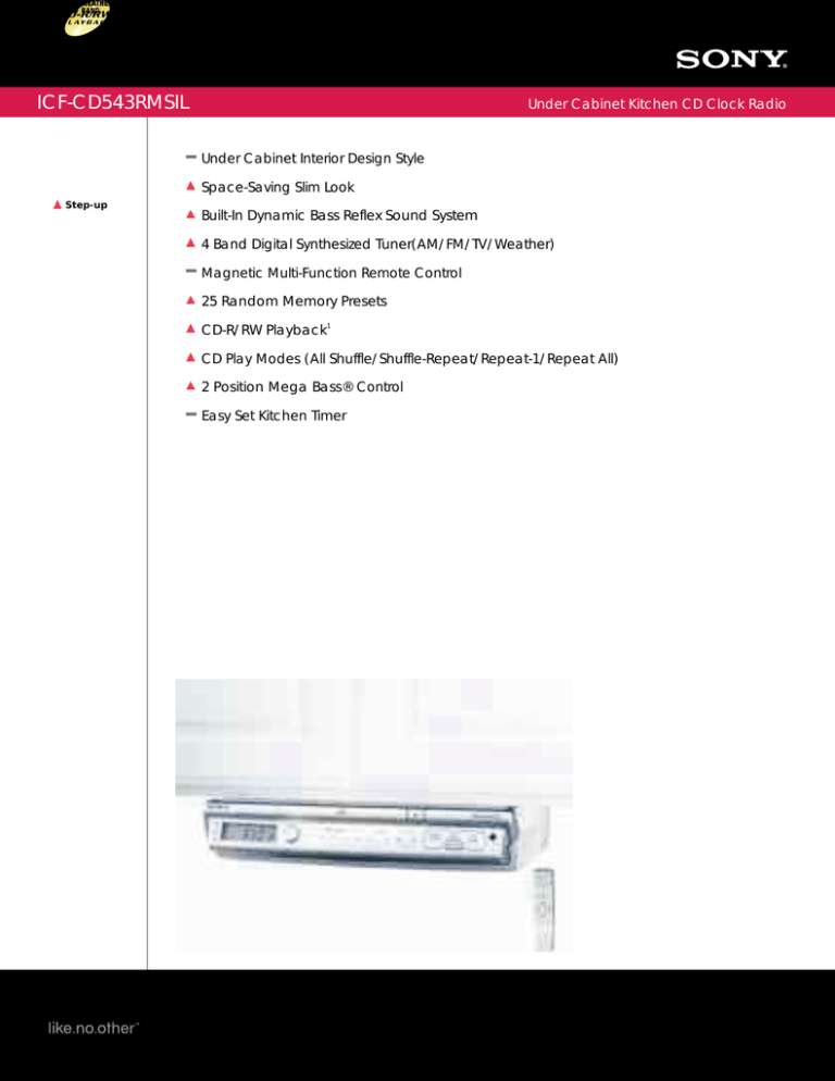 Sony ICF-CD543RMSIL Specification Sony ICF-CD543RMSIL Specification