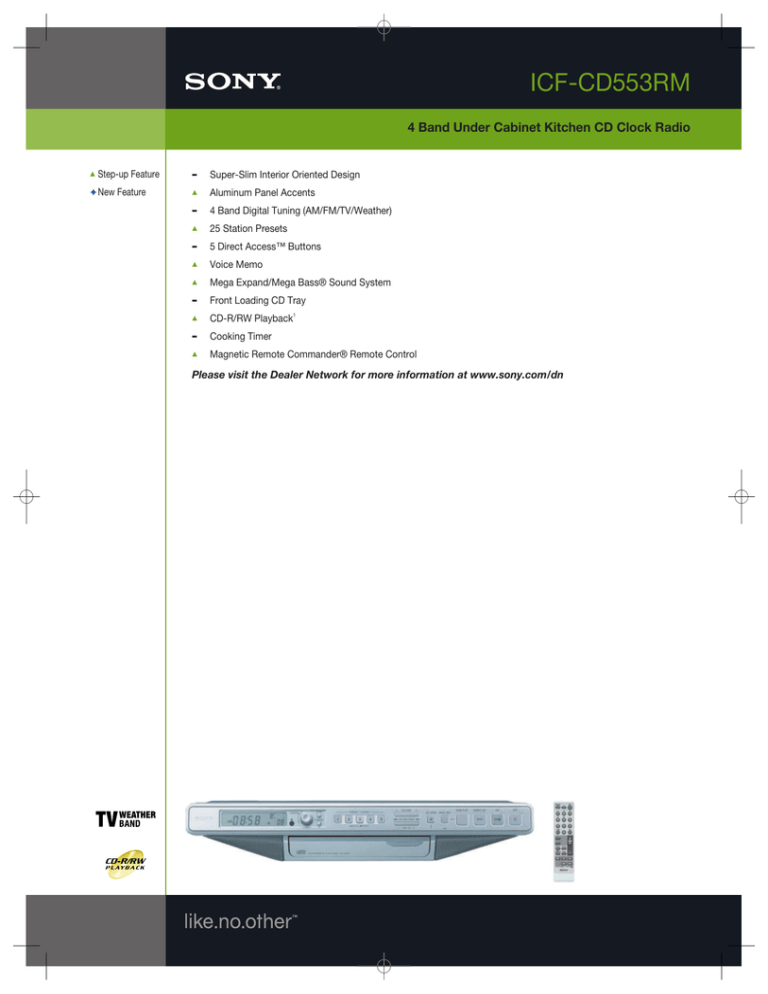 Sony ICF-CD553 Specification Sony ICF-CD553 Specification