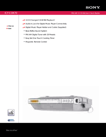 Sony ICF-CDK70 Specification Sony ICF-CDK70 Specification