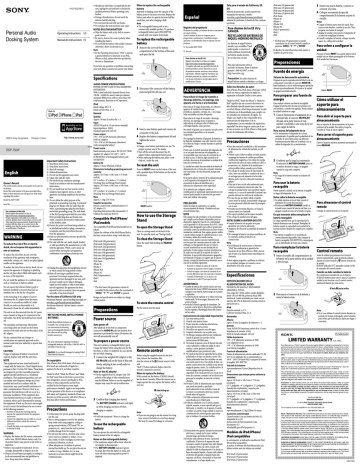 Sony RDPT50iP User's manual Sony RDPT50iP User's manual