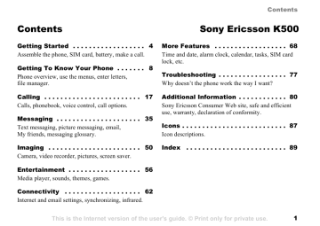 Sony K500 User's manual Sony K500 User's manual