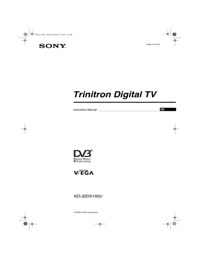 Sony KD-32DX150U User's manual Sony KD-32DX150U User's manual