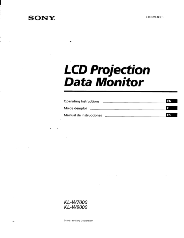 Sony KL-W7000 Operating Instructions | Manualzz Sony KL-W7000 Operating Instructions | Manualzz